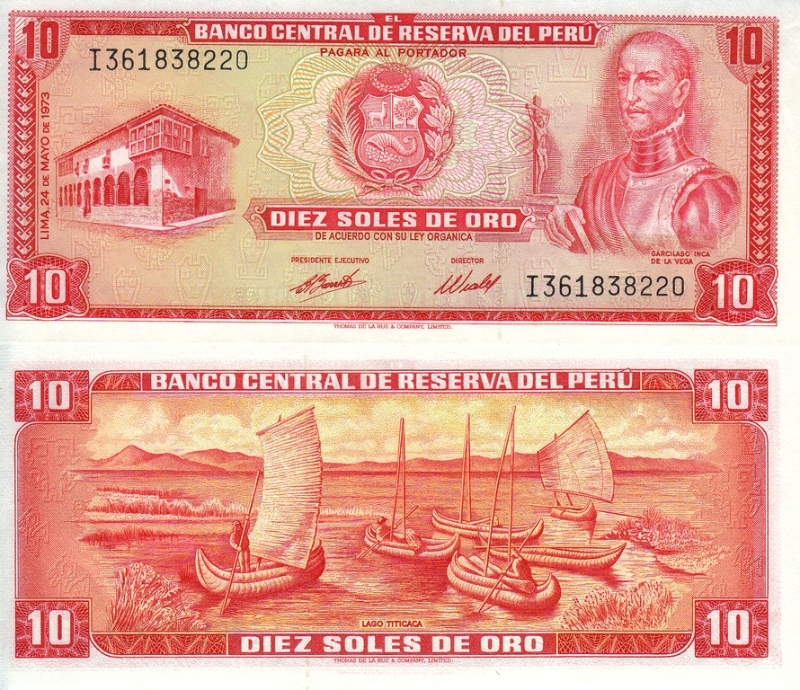 Перу Банкнота 10 солей 1973 UNC