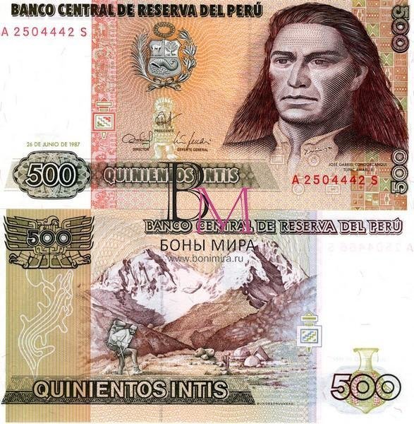 Перу  Банкнота 500 инти 1987 UNC