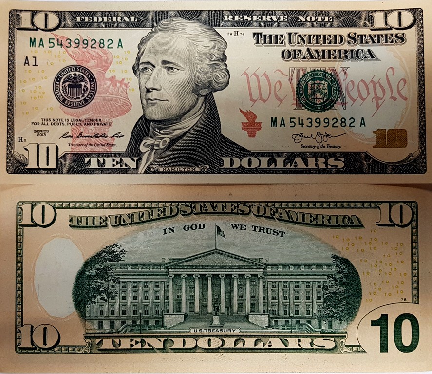 США Банкнота 10 долларов 2013 UNC A - Бостон