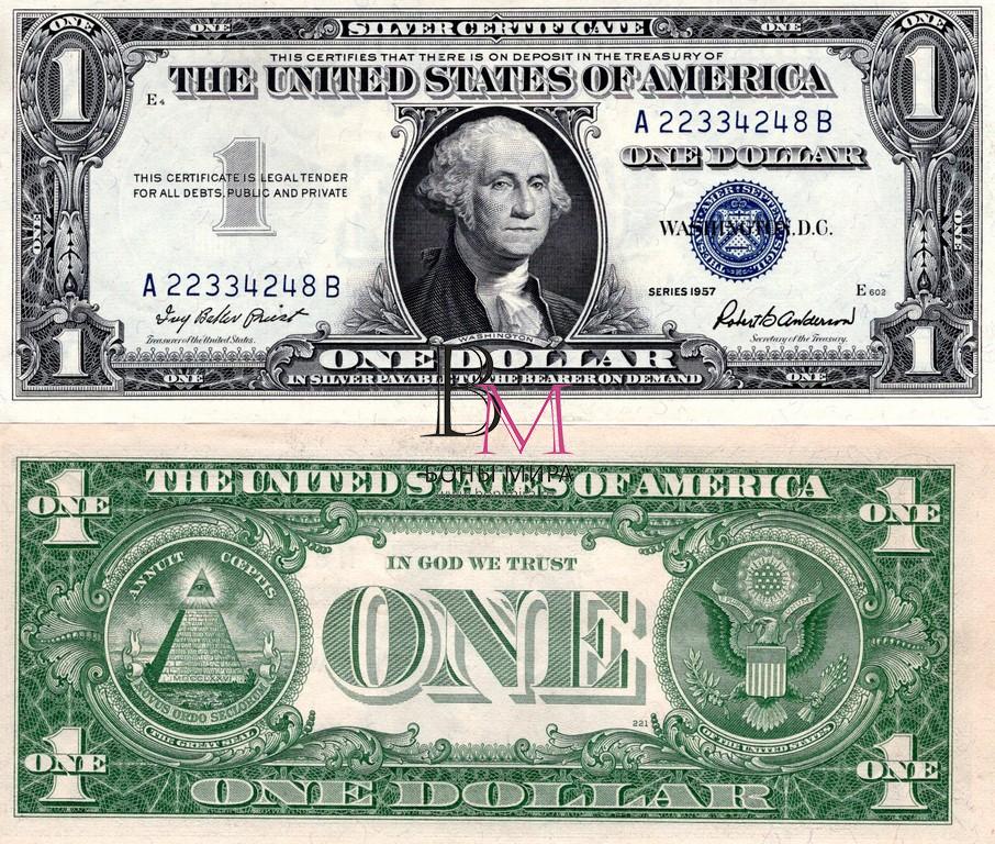 США Банкнота 1 доллар 1957 AU