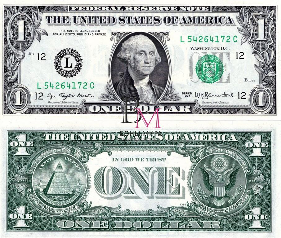 США Банкнота 1 доллар 1977 UNC L
