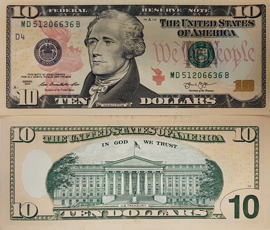 США Банкнота 10 долларов 2013 UNC D - Кливленд