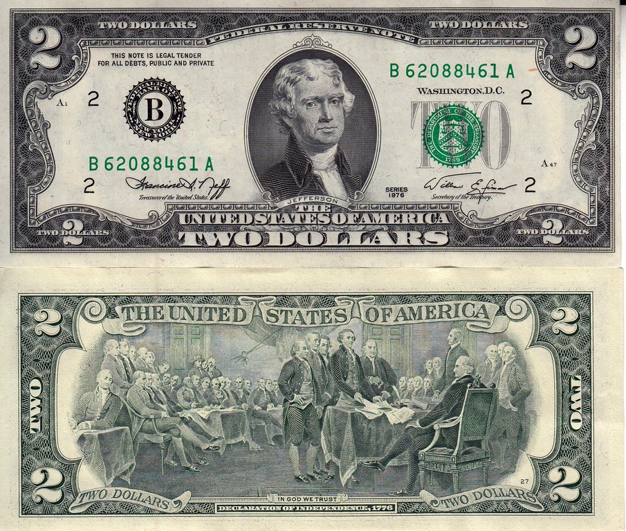 США Банкнота 2 доллара 1976 UNC  В