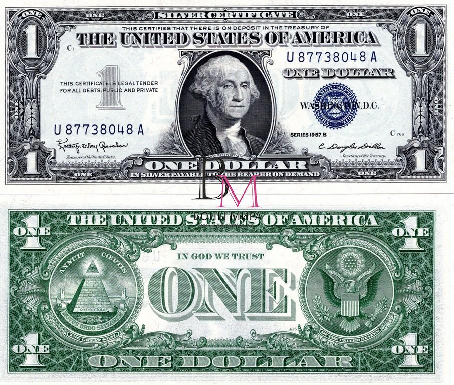 США Банкнота 1 доллар 1957 UNC B