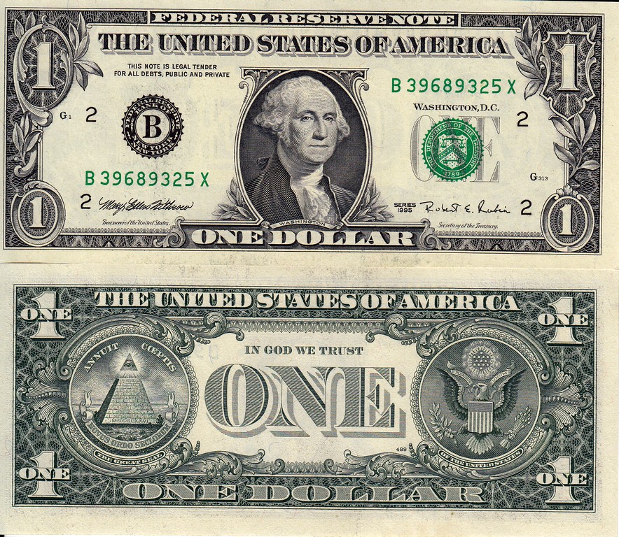 США Банкнота 1 доллар 1995 UNC  B