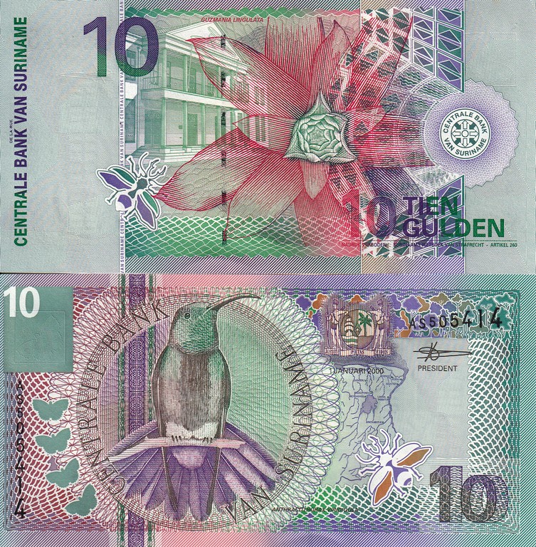 Суринам Банкнота 10 гульденов 2000 UNC