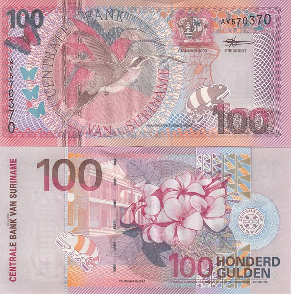 Суринам Банкнота 100 гульденов 2000 UNC