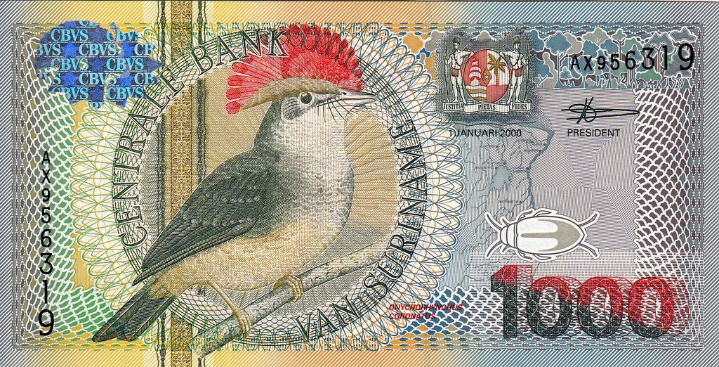 Суринам Банкнота 1000 гульденов 2000 UNC