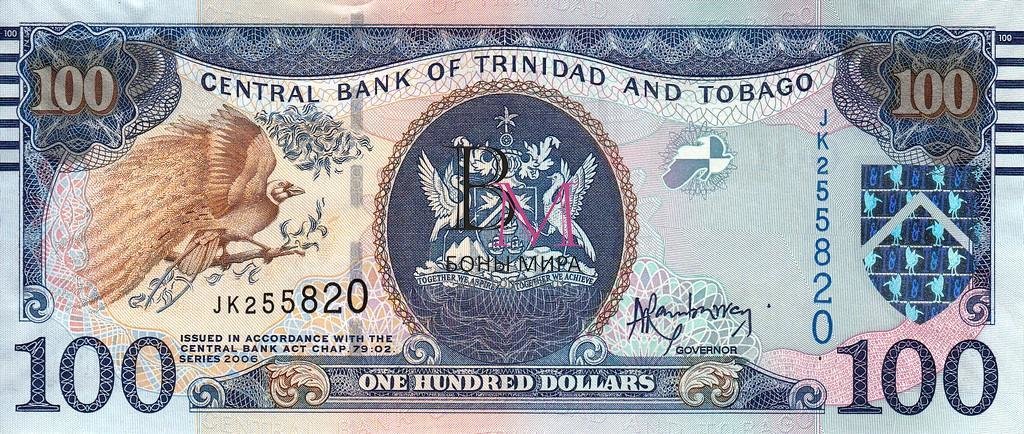 Тринидад и Тобаго Банкнота 100 долларов 2006(14) UNC Подпись