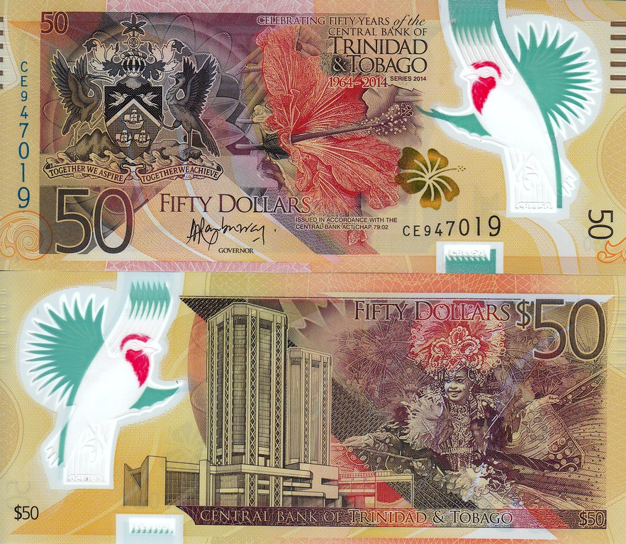 Тринидад и Тобаго Банкнота 50 долларов 2014 UNC Юбилейная