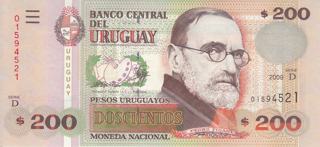 Уругвай Банкнота 200 песо 2009 UNC