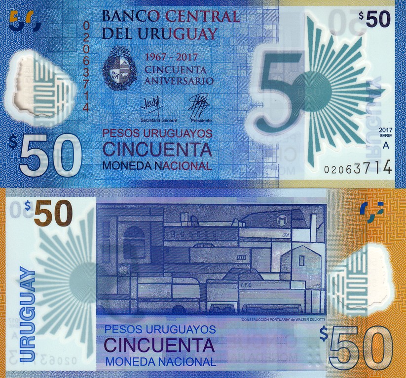 Уругвай Банкнота 50 песо 2017 UNC 