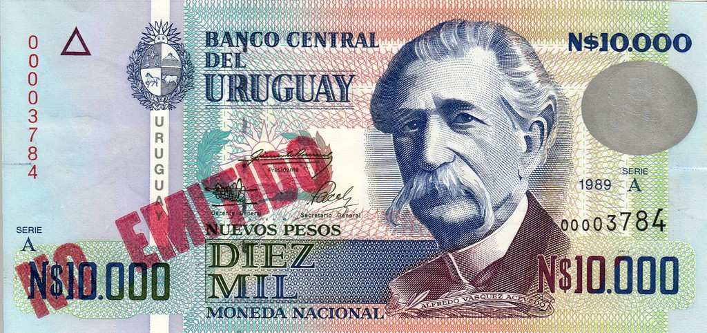 Уругвай Банкнота 10000  ново песо 1989 UNC P68Bs