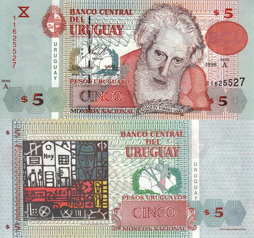 Уругвай Банкнота 5 песо 1998 UNC 