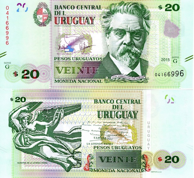 Уругвай Банкнота 20 песо 2015  UNC