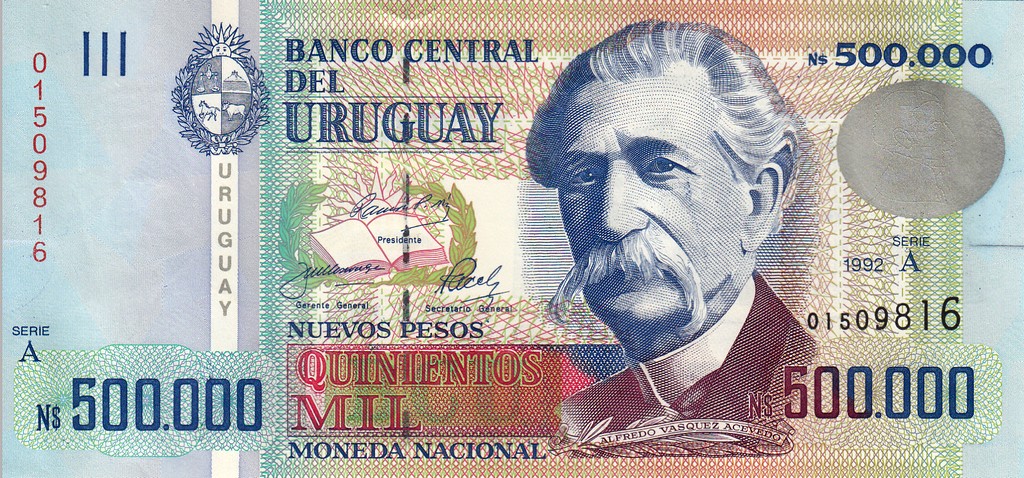 Уругвай Банкнота 500000 песо 1992 UNC P73a