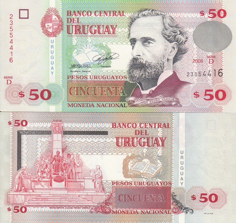 Уругвай Банкнота 50 песо 2008 UNC
