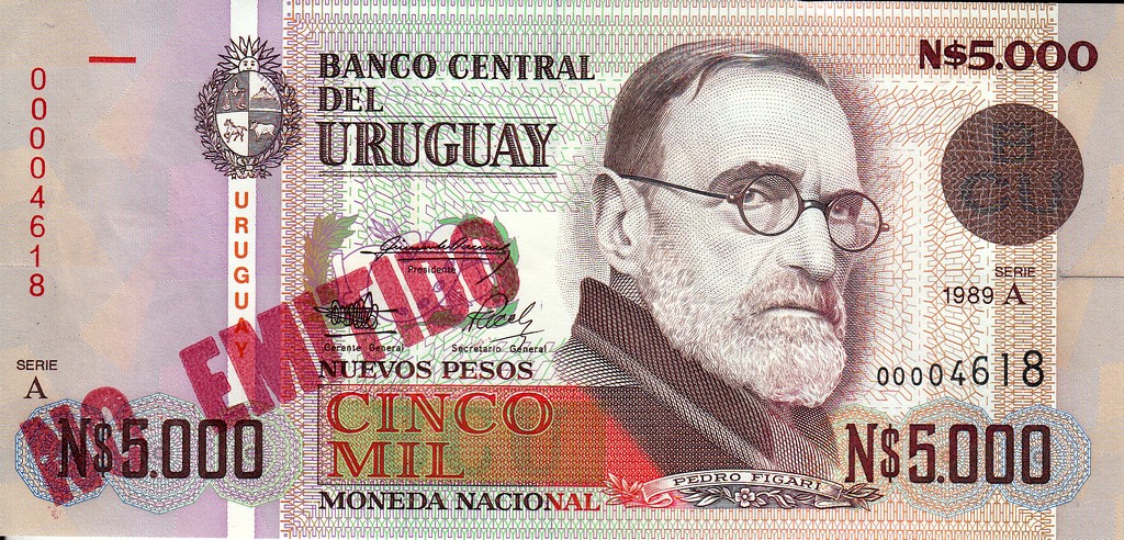 Уругвай Банкнота 5000  ново песо 1989 UNC P68A
