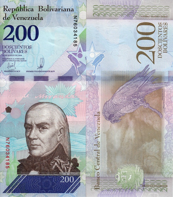 Венесуэла Банкнота 200 боливаров 2018 UNC 
