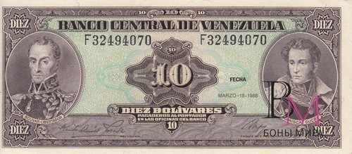Венесуэла Банкнота 10 боливаров 1988 UNC