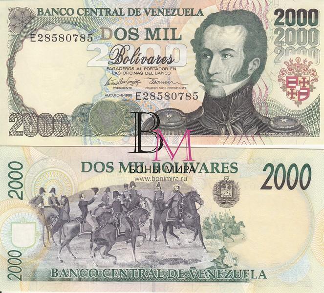 Венесуэла Банкнота 2000 боливаров 1998 UNC