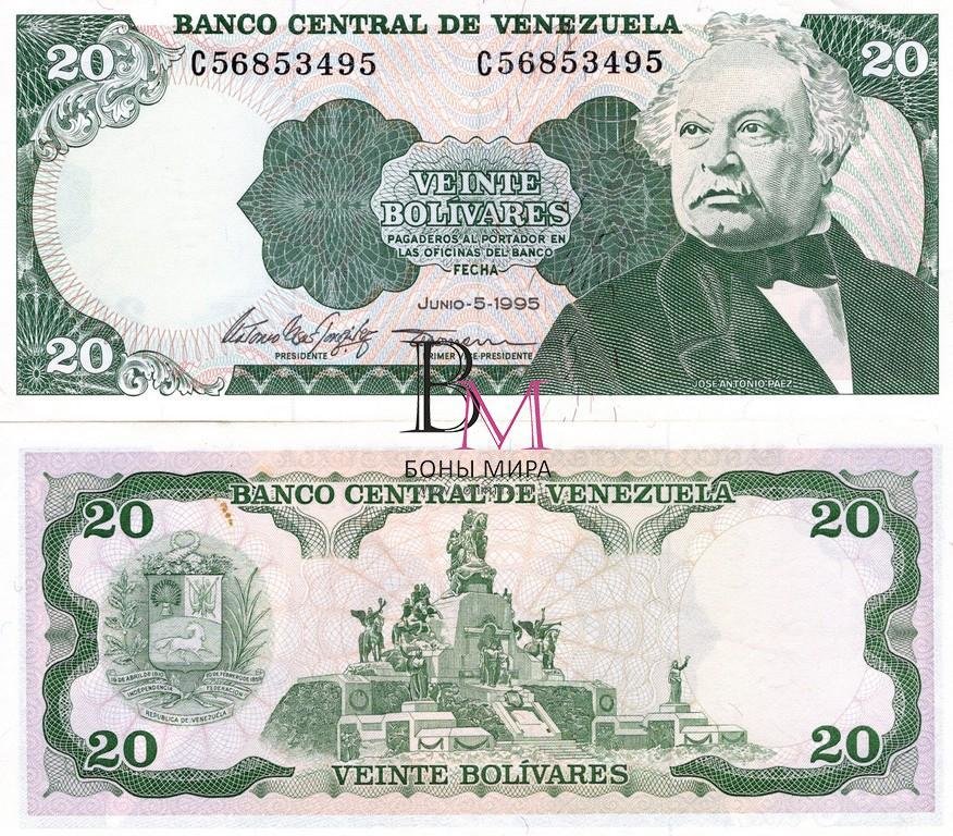 Венесуэла Банкнота 20 боливаров 1995 UNC