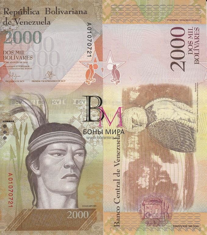 Венесуэла  Банкнота 2000 боливара 2016 UNC