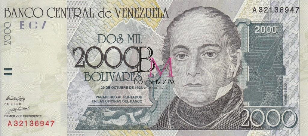 Венесуэла  Банкнота 2000 боливара 1998 UNC