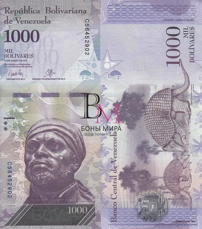 Венесуэла  Банкнота 1000 боливара 2017 UNC