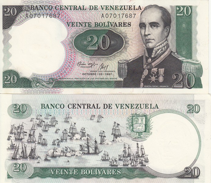Венесуэла Банкнота 20 боливаров 1987 UNC P71 Юбилейная