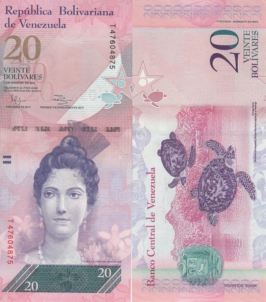Венесуэла Банкнота 20 боливаров 2011 UNC