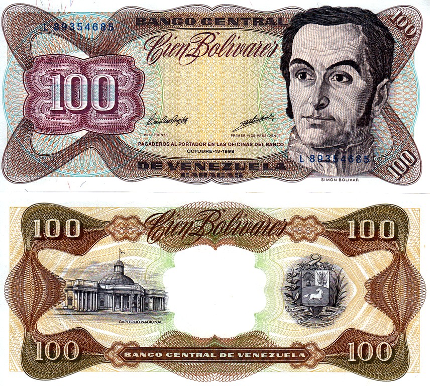 Венесуэла Банкнота 100 боливаров 1998 UNC Подпись