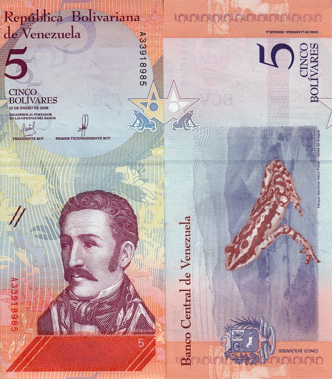 Венесуэла  Банкнота 5 боливара 2018 UNC 