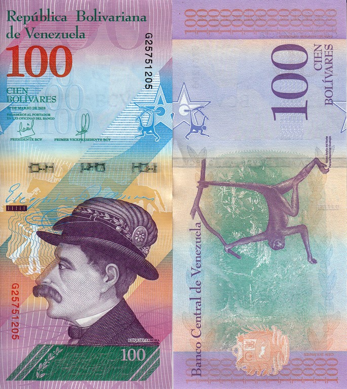 Венесуэла Банкнота 100 боливаров 2018 UNC 