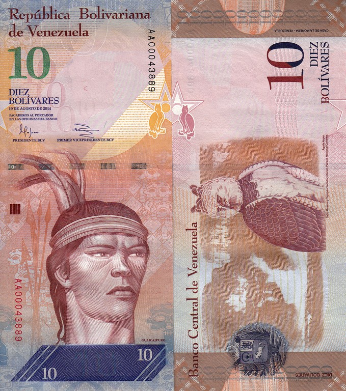 Венесуэла Банкнота 10 боливаров 2014 UNC
