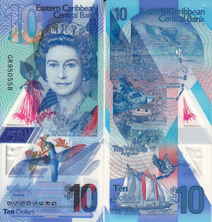 Восточные Карибы Банкнота 10 долларов 2019 UNC