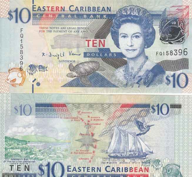 Восточные Карибы Банкнота 10 долларов 2012 UNC