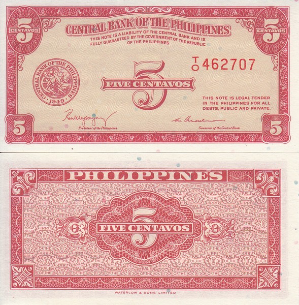 Филиппины Банкнота 5 центаво 1949 UNC P126