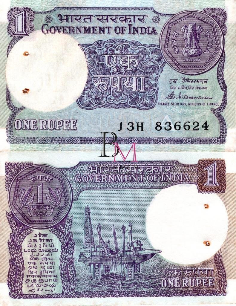 Индия Банкнота  1 рупия 1986 UNC Литера А