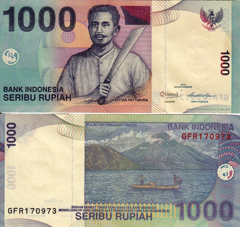 Индонезия  Банкнота 1000 рупий 2012 UNC