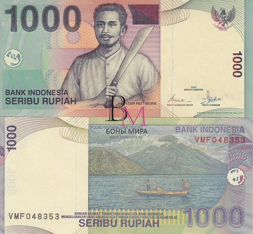 Индонезия  Банкнота 1000 рупий 2001 UNC