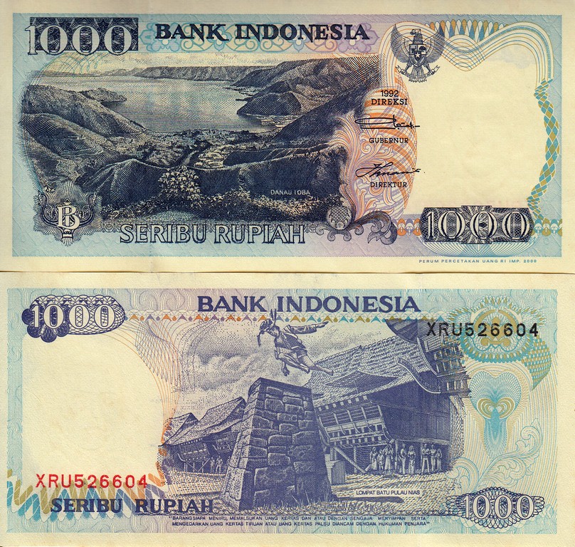 Индонезия Банкнота 1000 рупий 1992 (2000) UNC Серия замещения X
