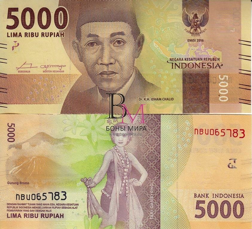 Индонезия  Банкнота 5000 рупий 2016 (17) UNC 