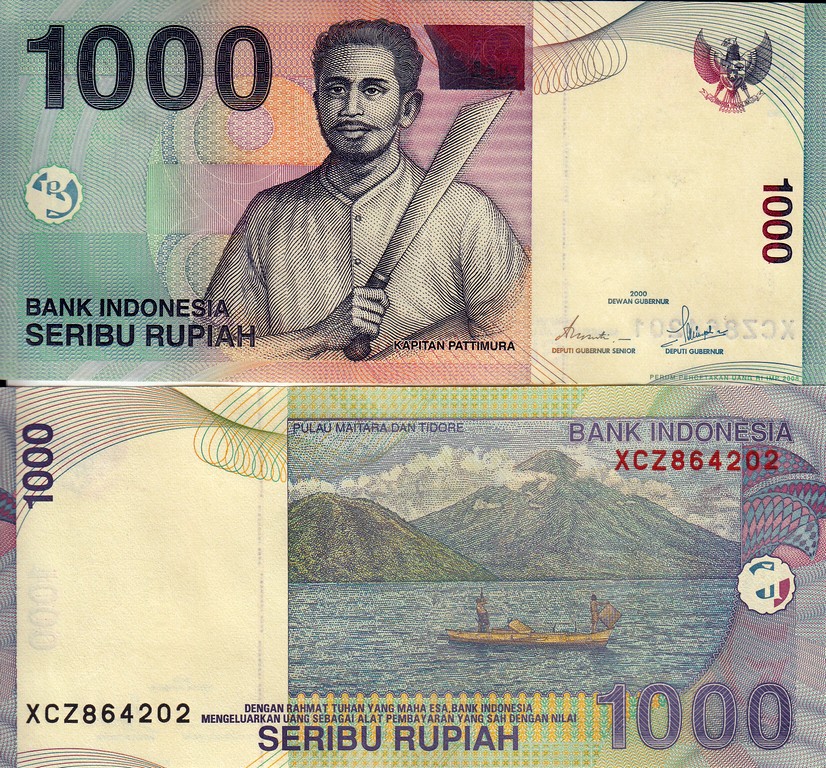 Индонезия  Банкнота 1000 рупий 2008 UNC Серия х. Замещение