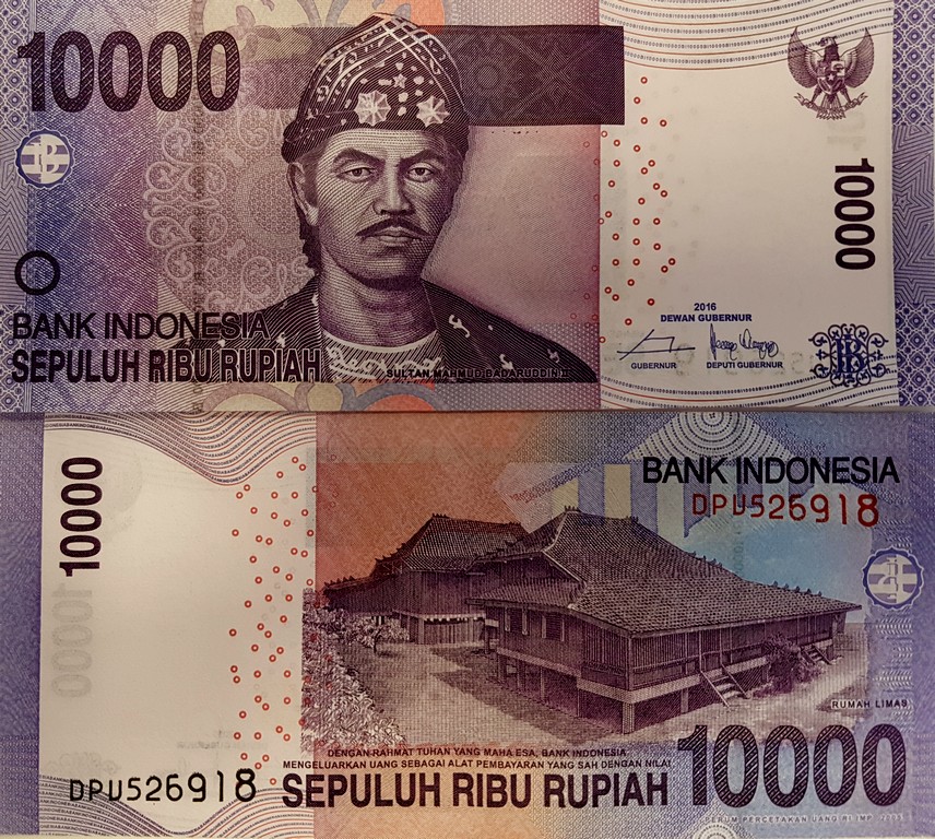 Индонезия  Банкнота 10000 рупий 2016 UNC Подпись A