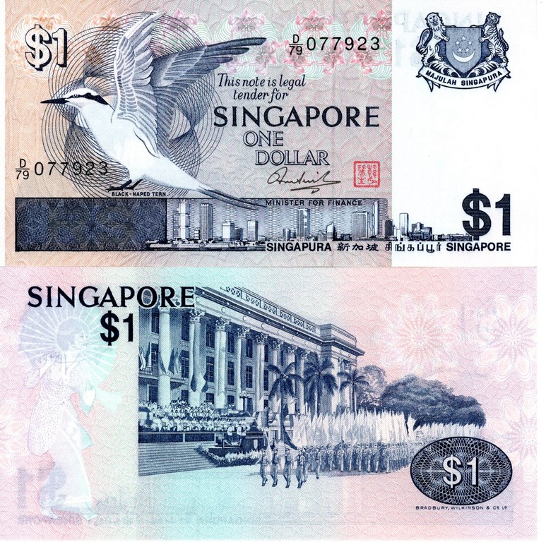 Сингапур Банкнота 1 доллар 1976 UNC