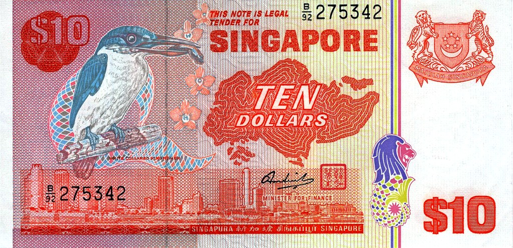 Сингапур Банкнота 10 долларов 1976 UNC
