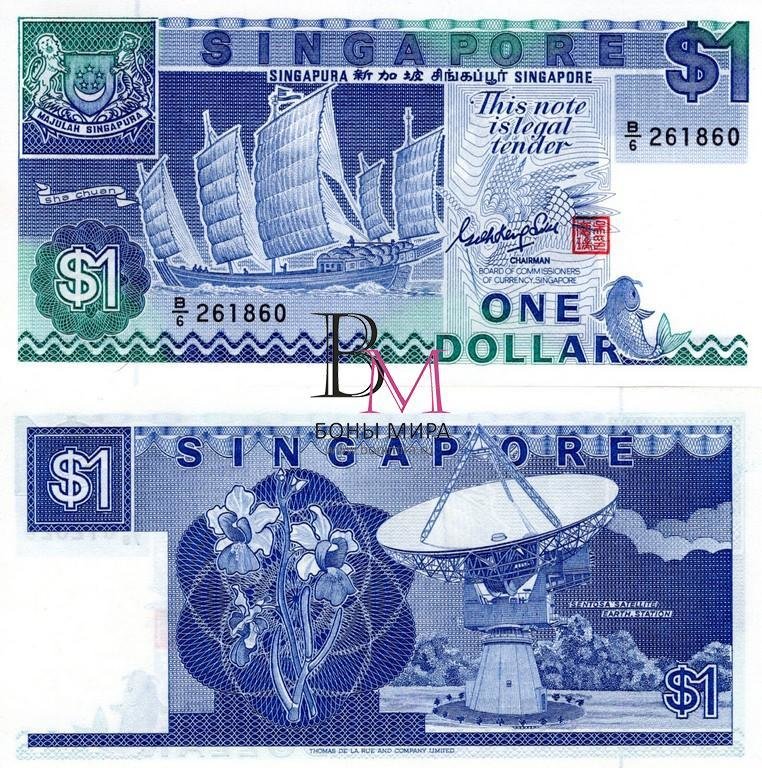 Сингапур Банкнота 1 доллар 1987 UNC