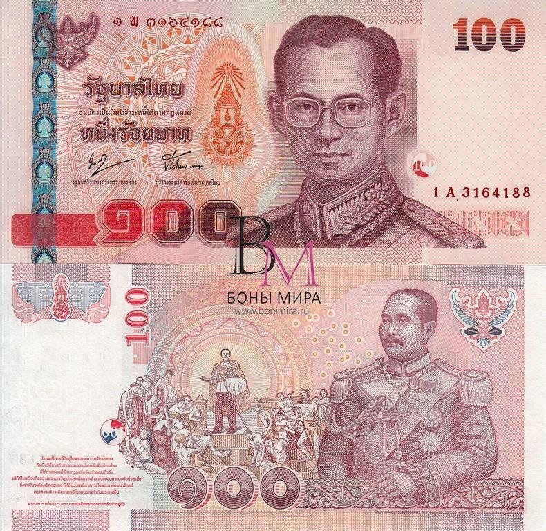 Таиланд Банкноты 100 бат 2003-11 UNC Подпись 76