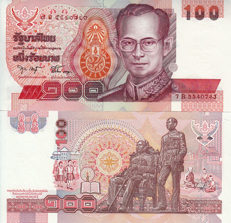 Таиланд Банкноты 100 бат 1994 UNC Подпись K